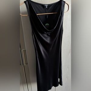 Black silk slip dress with tags